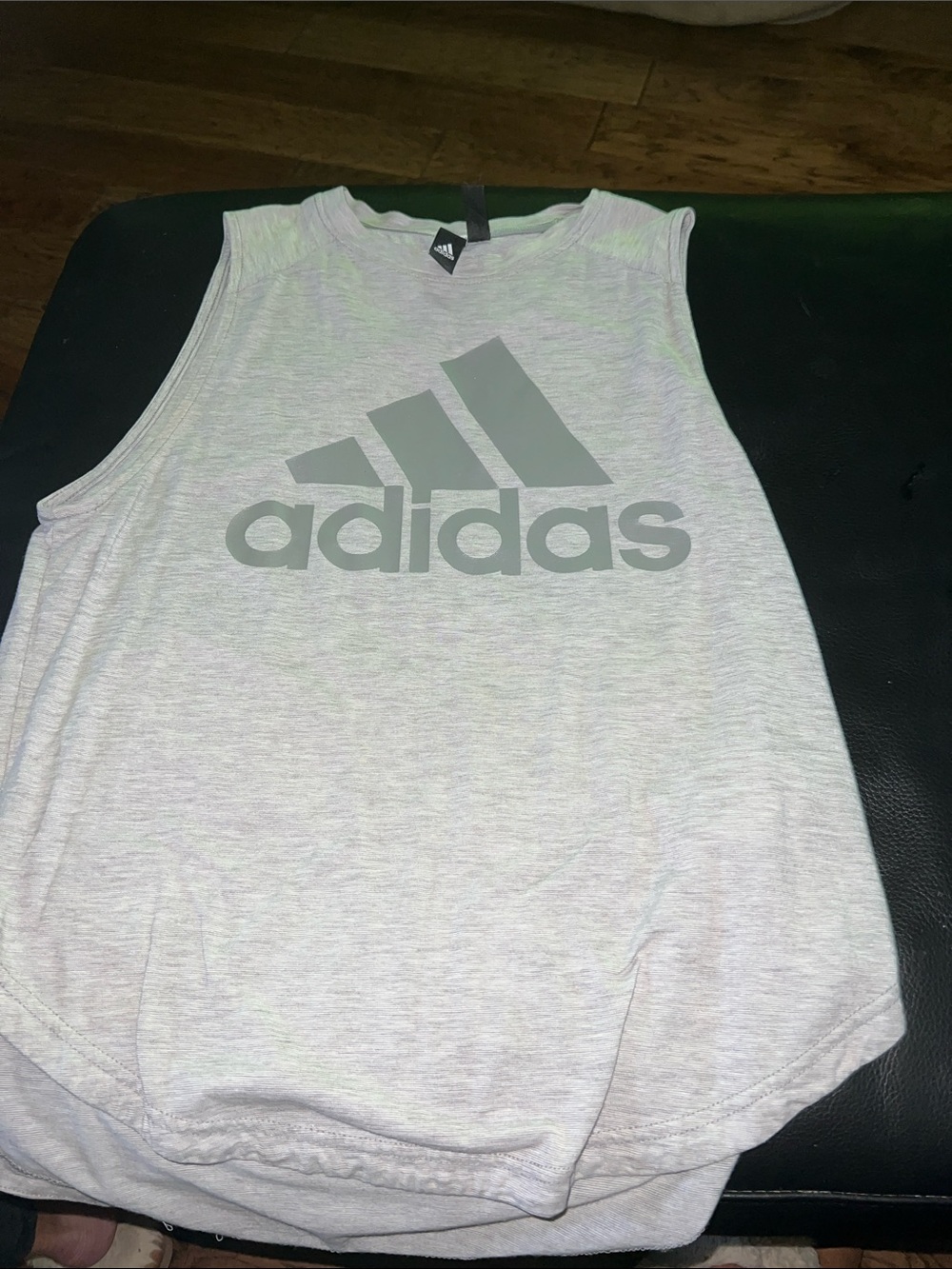 adidas women’s Light Heather Gray Sleeveless Logo Tank